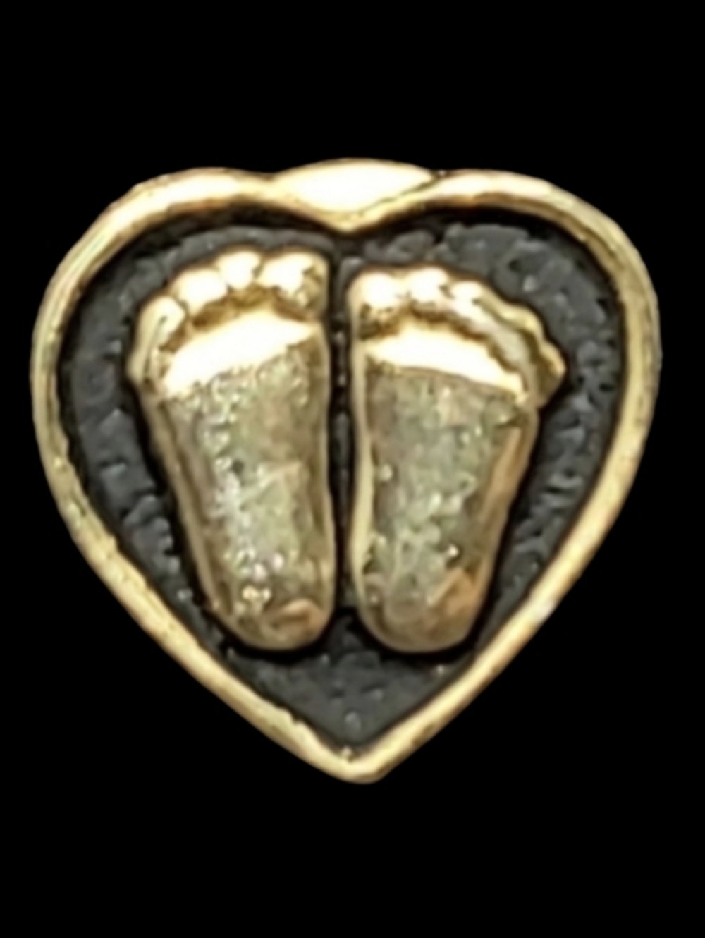 TINY FOOTPRINTS INSIDE HEART LAPEL PIN OR MAYBE A TIE PIN